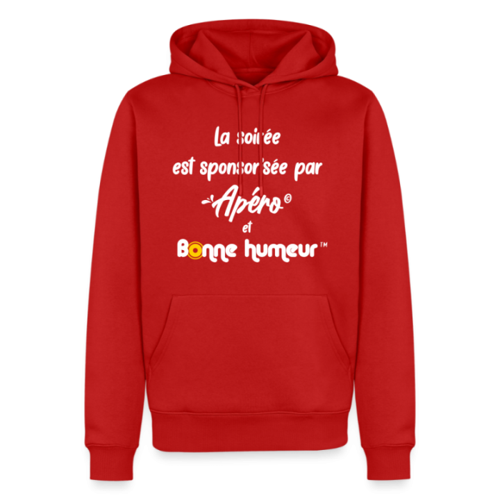Sweat-shirt à capuche premium homme - Soirée apéro et bonne humeur - rouge - front