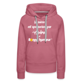 Sweat-shirt à capuche premium femme - Soirée apéro et bonne humeur - mauve - front