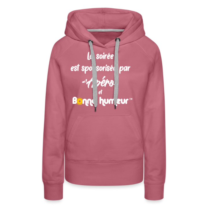 Sweat-shirt à capuche premium femme - Soirée apéro et bonne humeur - mauve - front