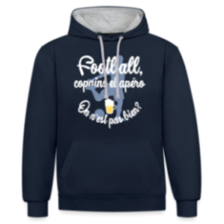 Sweat-shirt à capuche contrasté unisexe - Football, copains et apéro