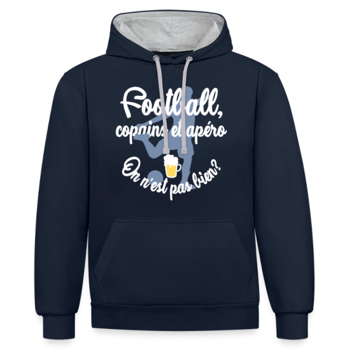 Sweat-shirt à capuche contrasté unisexe - Football