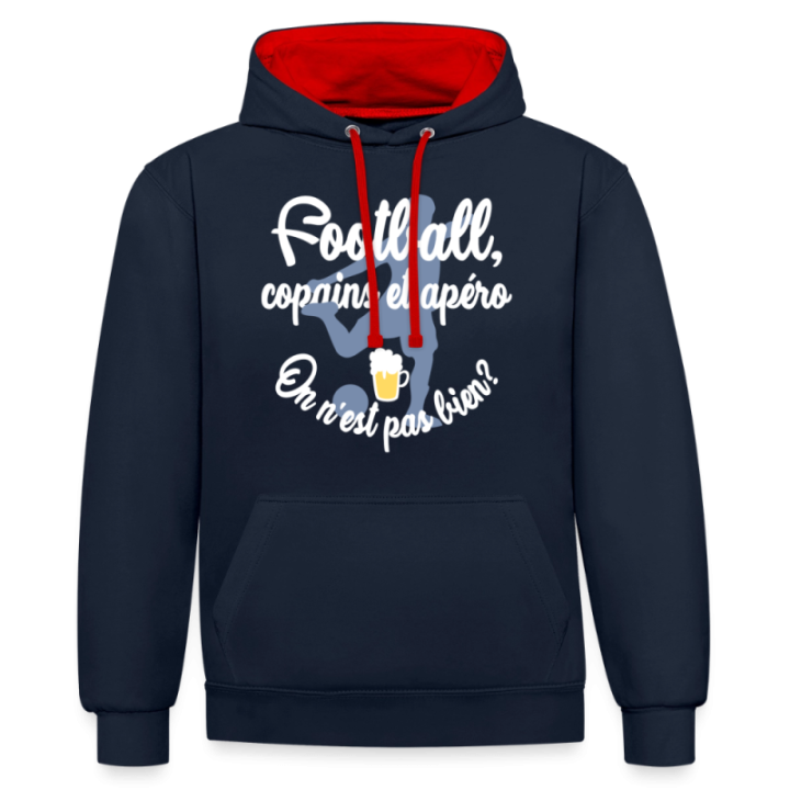 Sweat-shirt à capuche contrasté unisexe - Football
