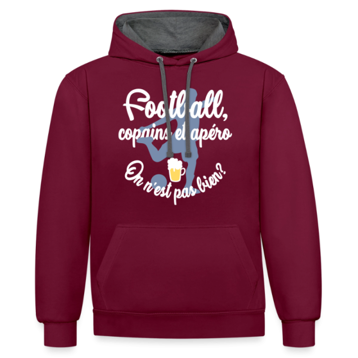 Sweat-shirt à capuche contrasté unisexe - Football