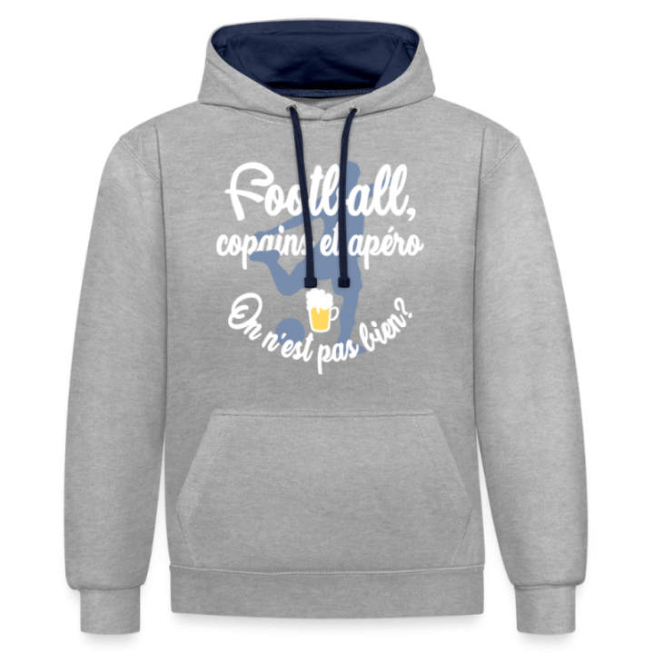 Sweat-shirt à capuche contrasté unisexe - Football