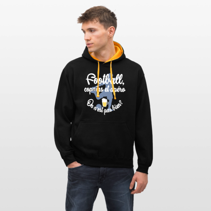 Sweat-shirt à capuche contrasté unisexe - Football