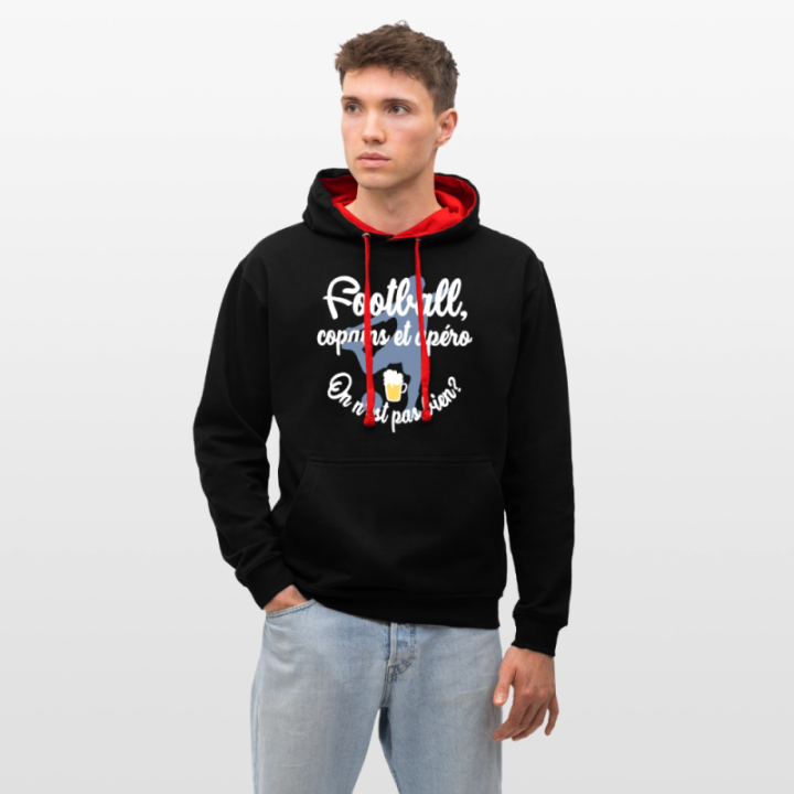 Sweat-shirt à capuche contrasté unisexe - Football