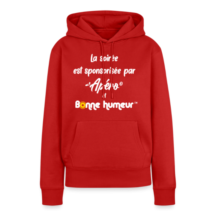 Sweat-shirt à capuche premium femme - Soirée apéro et bonne humeur - rouge - front