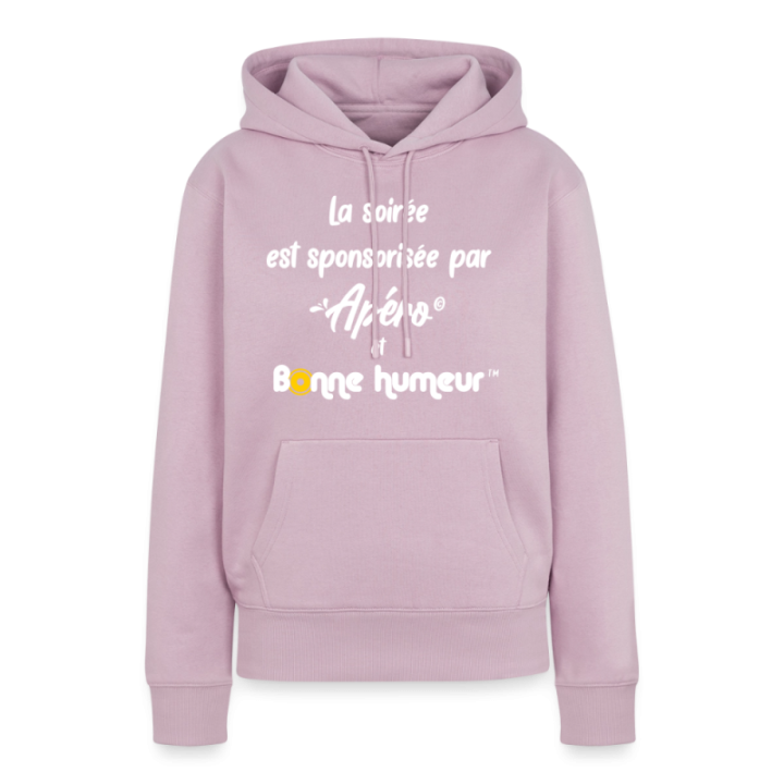 Sweat-shirt à capuche premium femme - Soirée apéro et bonne humeur - rose poudré - front