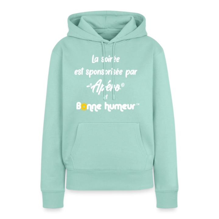 Sweat-shirt à capuche premium femme - Soirée apéro et bonne humeur - menthe  - front