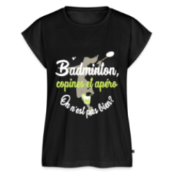 T-shirt à manches retroussées femme - Badminton, copines et apéro