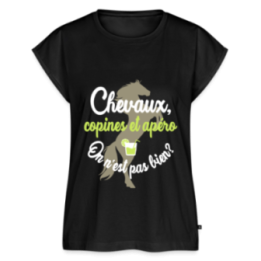 T-shirt à manches retroussées femme - Chevaux