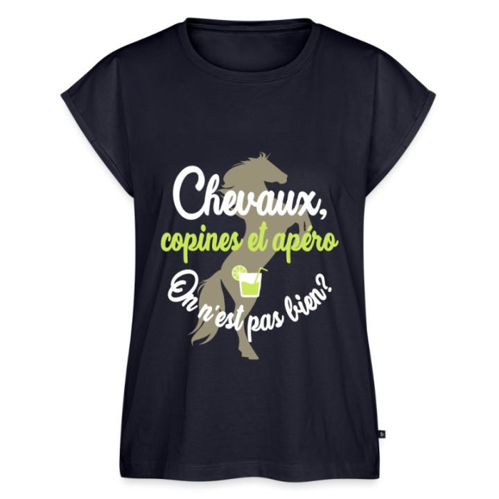 T-shirt à manches retroussées femme - Chevaux