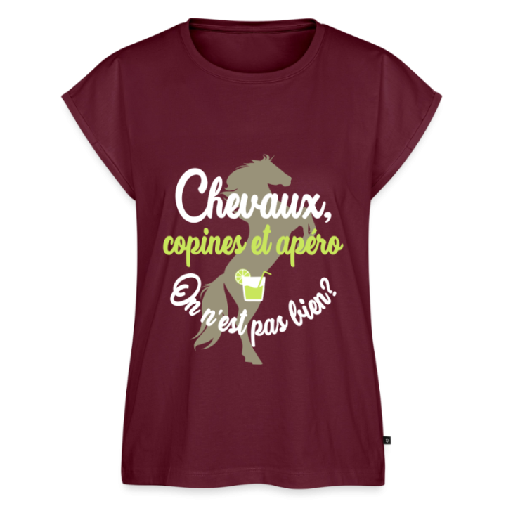 T-shirt à manches retroussées femme - Chevaux