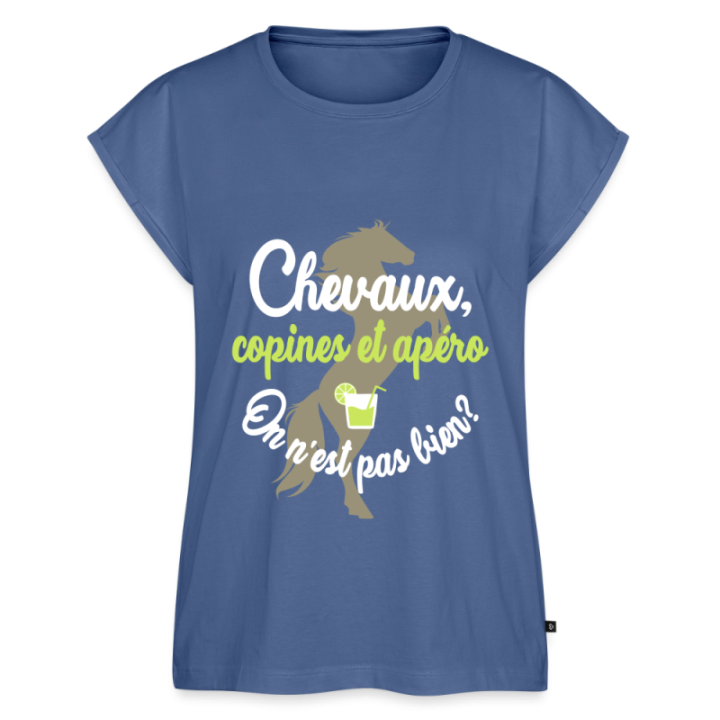 T-shirt à manches retroussées femme - Chevaux