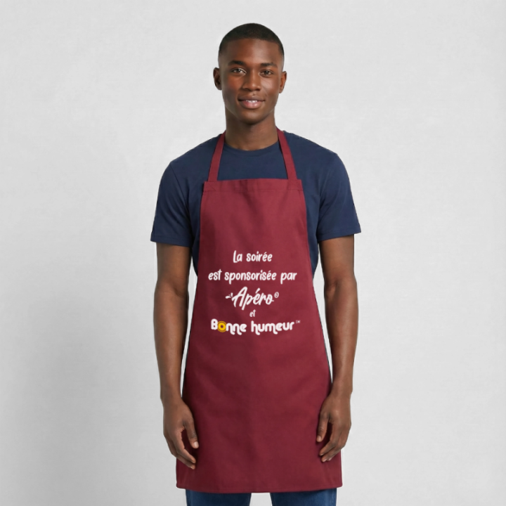 Tablier de cuisine - Soirée apéro et bonne humeur - bordeaux - front