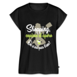 T-shirt à manches retroussées femme - Shopping, copines et apéro