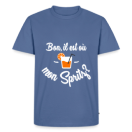 T-shirt premium homme - Il est où mon spritz? - bleu pigeon - front