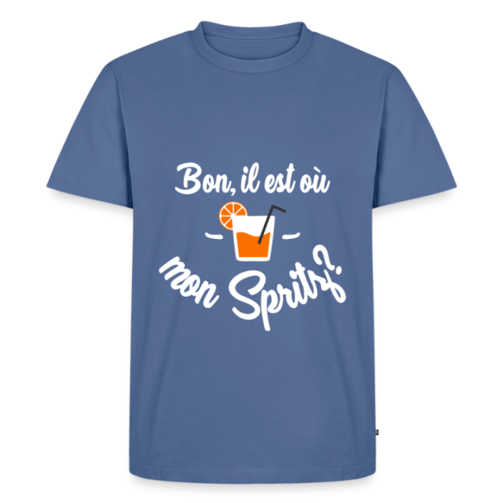 T-shirt premium homme - Il est où mon spritz? - bleu pigeon - front