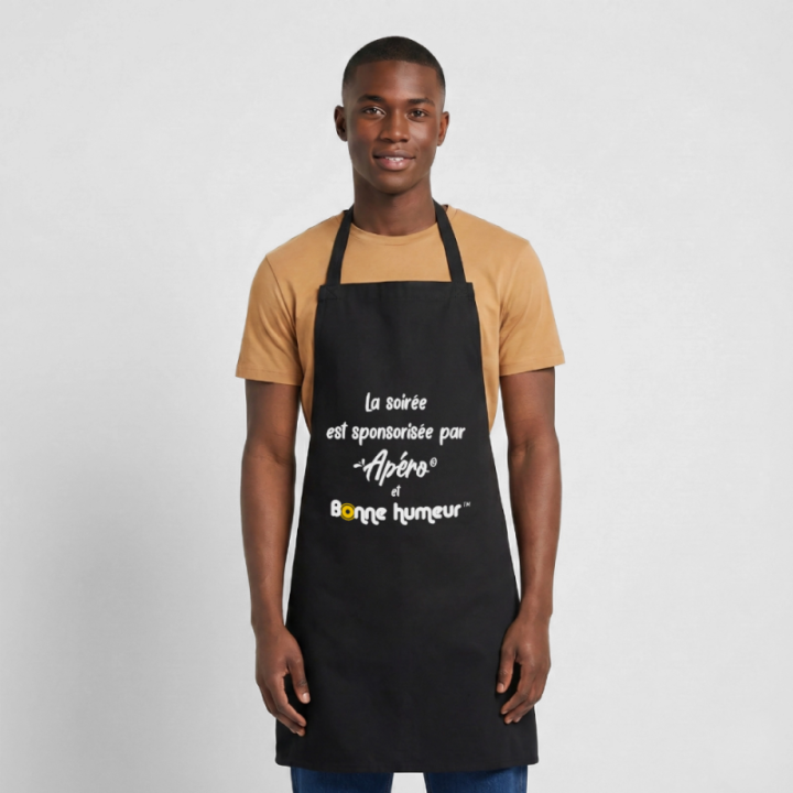 Tablier de cuisine - Soirée apéro et bonne humeur - noir - front