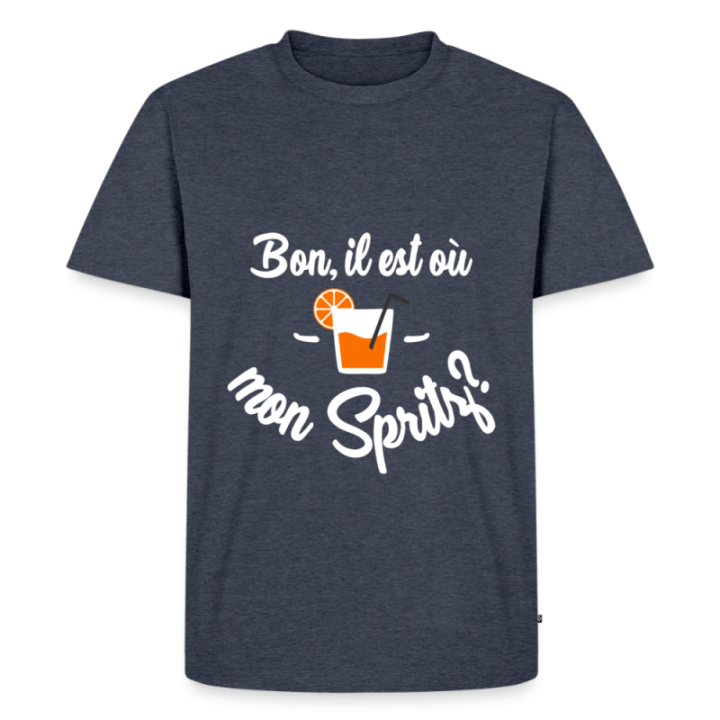 T-shirt premium homme - Il est où mon spritz? - bleu jeans  - front