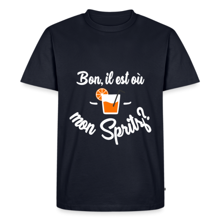 T-shirt premium homme - Il est où mon spritz? - bleu marine - front