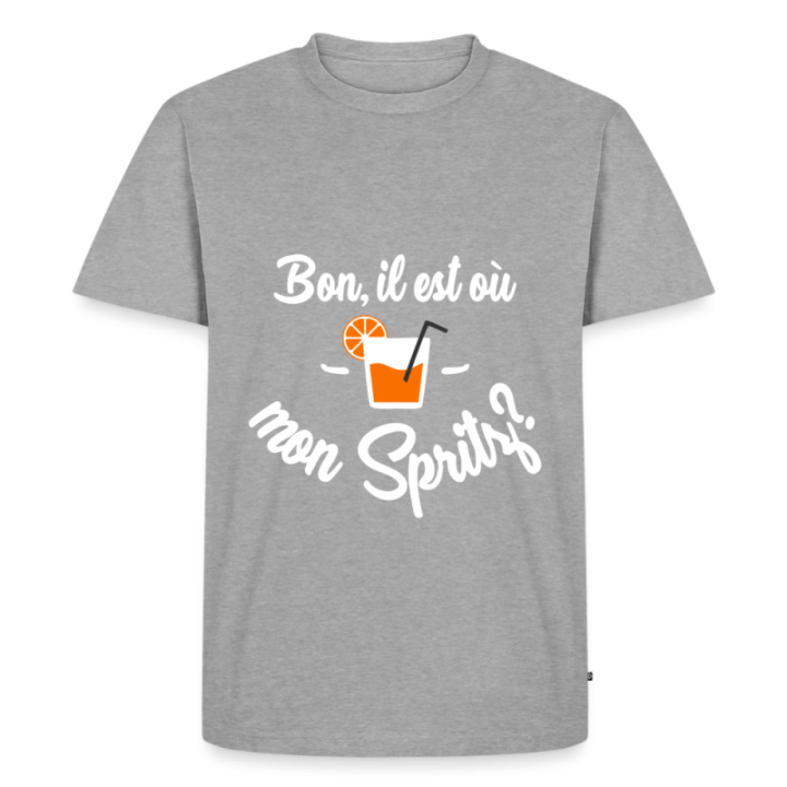 T-shirt premium homme - Il est où mon spritz? - gris chiné - front