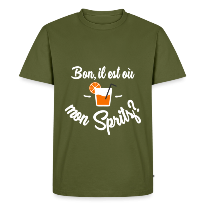 T-shirt premium homme - Il est où mon spritz? - kaki - front