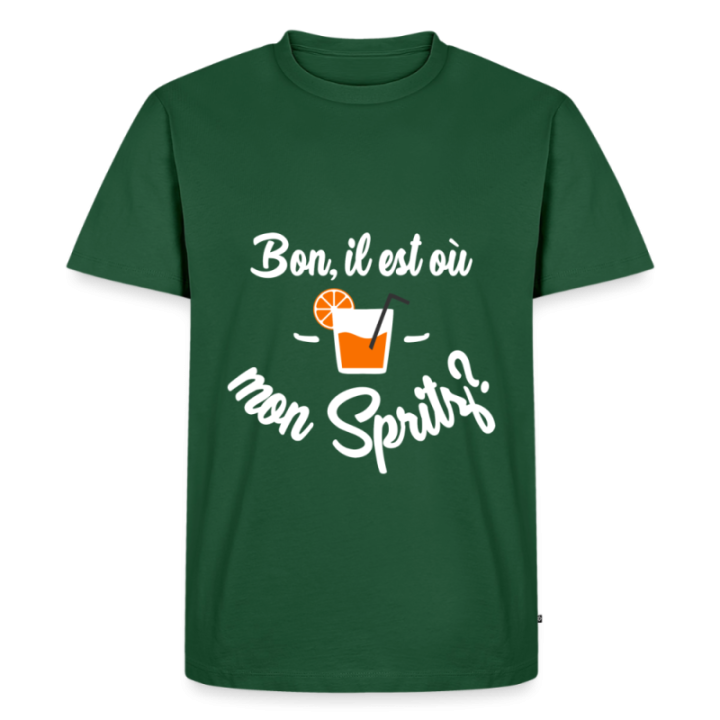 T-shirt premium homme - Il est où mon spritz? - vert bouteille - front