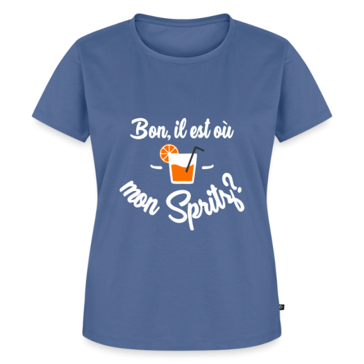 T-shirt premium femme - Il est où mon spritz? - bleu pigeon - front