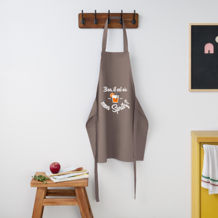 Tablier de cuisine - Il est où mon spritz? - gris - front