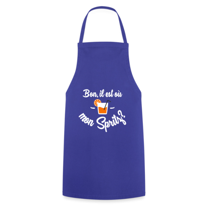 Tablier de cuisine - Il est où mon spritz? - bleu royal - front