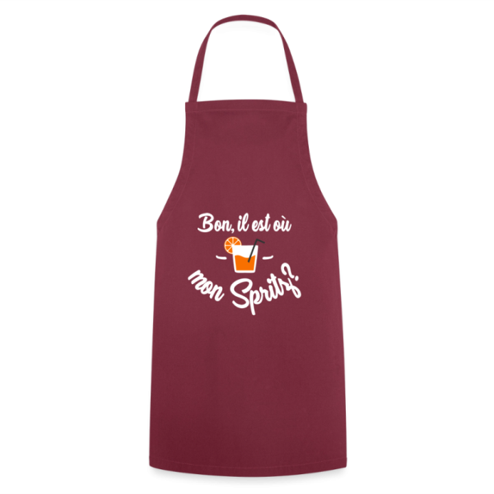 Tablier de cuisine - Il est où mon spritz? - bordeaux - front