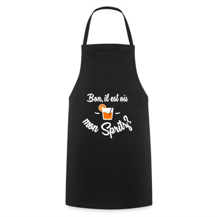 Tablier de cuisine - Il est où mon spritz? - noir - front