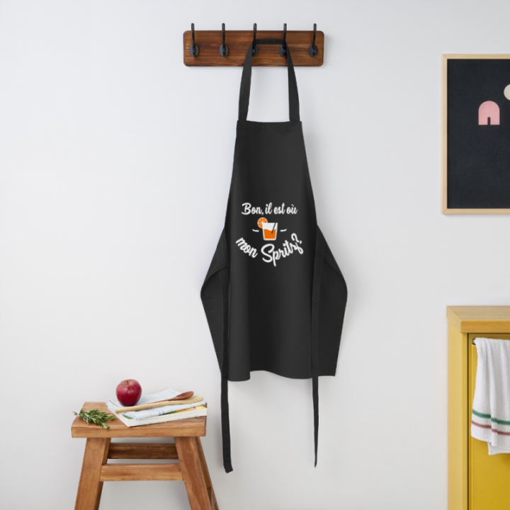 Tablier de cuisine - Il est où mon spritz? - noir - front