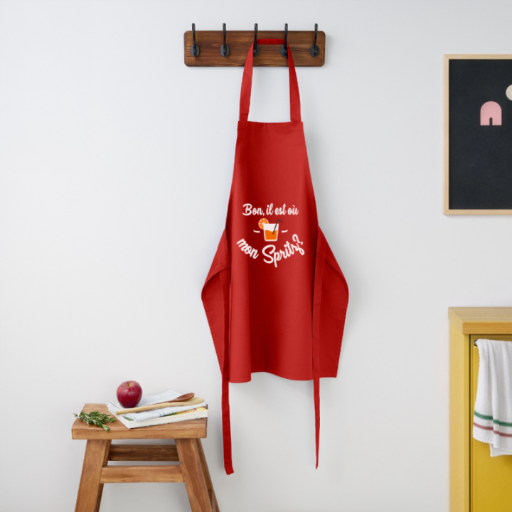 Tablier de cuisine - Il est où mon spritz? - rouge - front