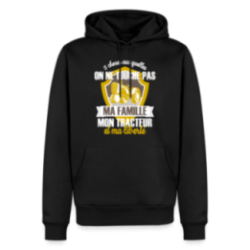 Sweat-shirt à capuche premium homme - Ma famille, mon tracteur et ma liberté
