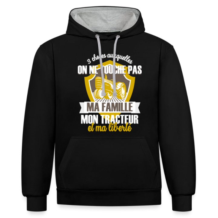 Sweat-shirt à capuche contrasté unisexe - Ma famille