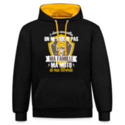 Sweat-shirt à capuche contrasté unisexe - Ma famille, ma motor et ma liberté