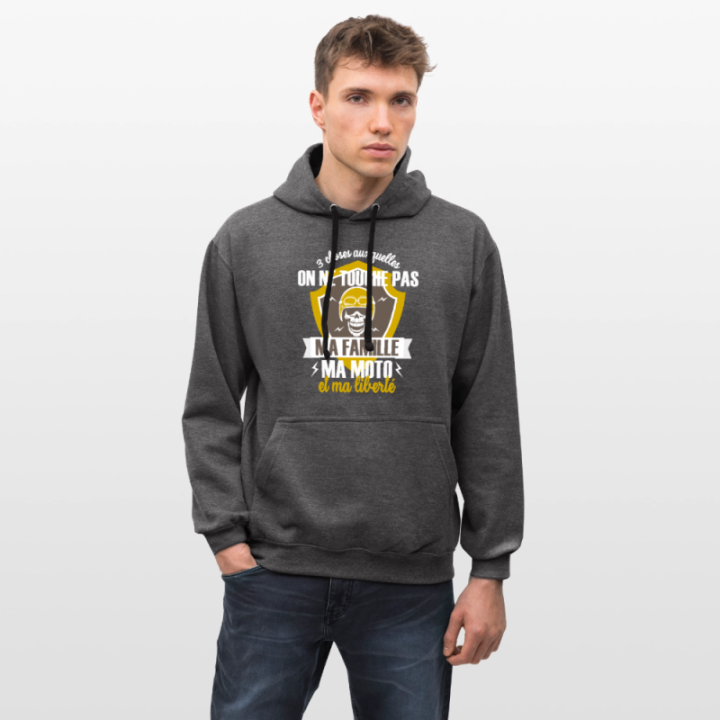 Sweat-shirt à capuche contrasté unisexe - Ma famille