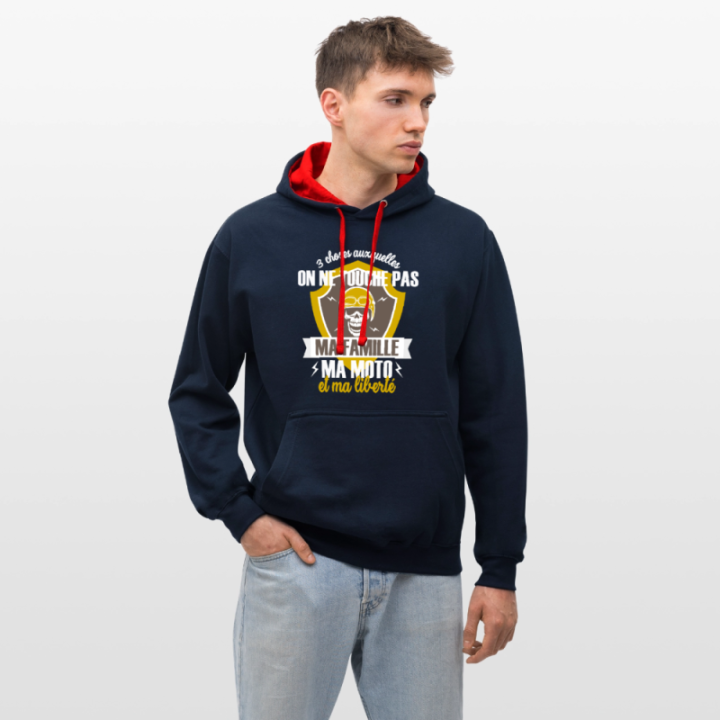 Sweat-shirt à capuche contrasté unisexe - Ma famille