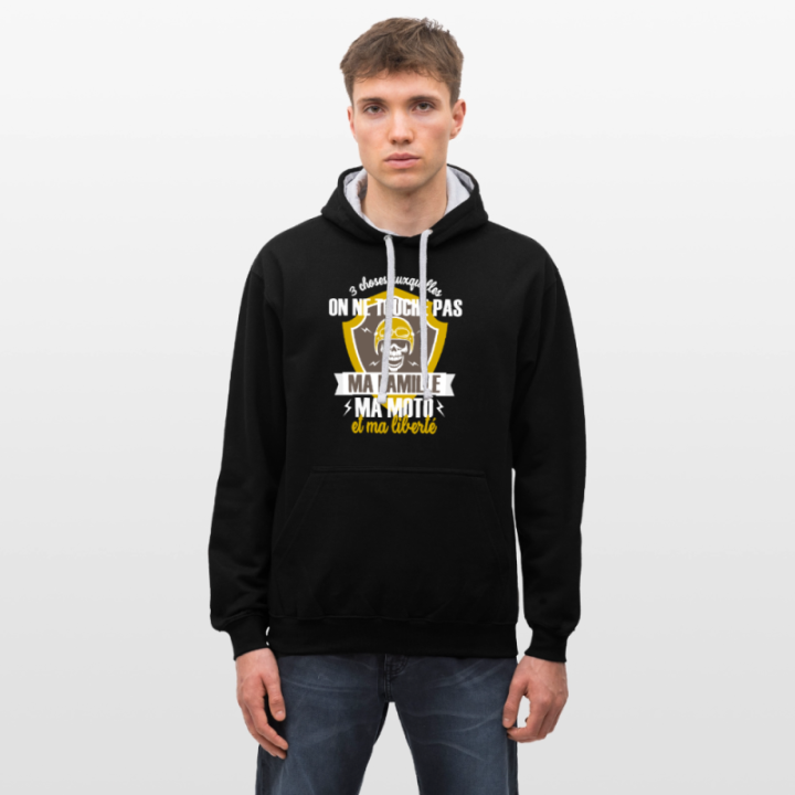 Sweat-shirt à capuche contrasté unisexe - Ma famille