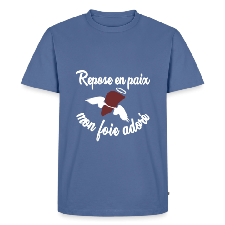 T-shirt premium homme - Repose en pais mon foie adoré - bleu pigeon - front