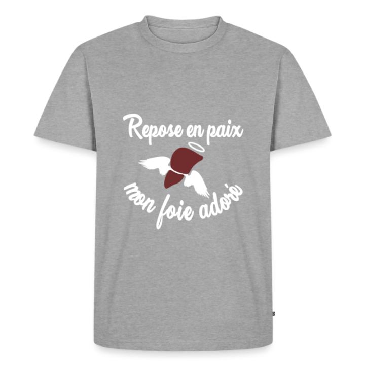 T-shirt premium homme - Repose en pais mon foie adoré - gris chiné - front
