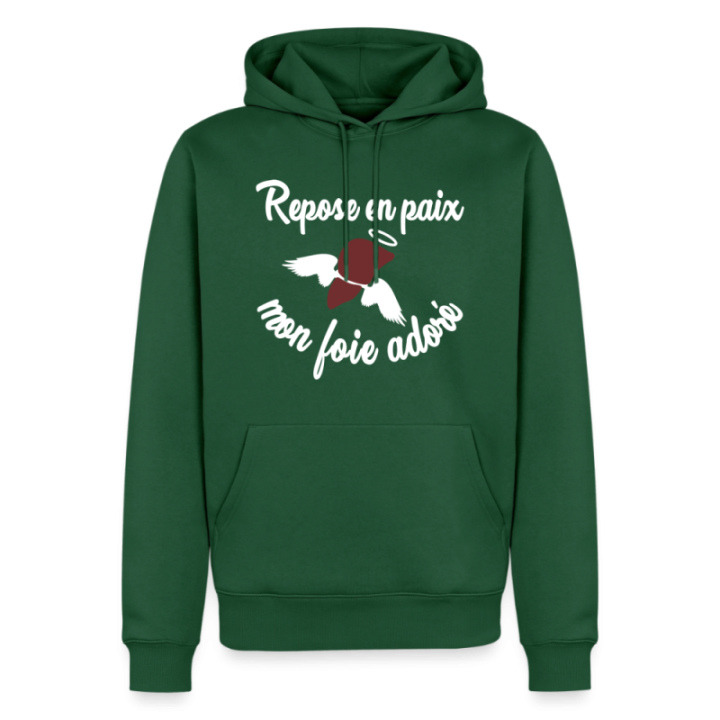 Sweat-shirt à capuche premium homme - Repose en pais mon foie adoré - vert bouteille - front