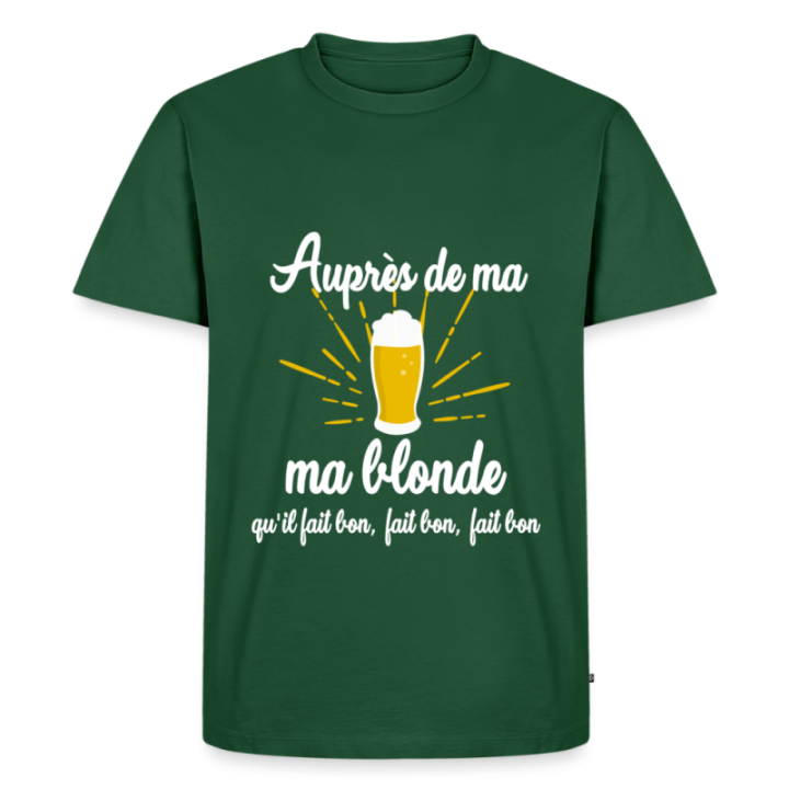 T-shirt premium homme - Auprès de ma blonde - vert bouteille - front