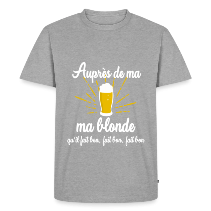 T-shirt premium homme - Auprès de ma blonde - gris chiné - front