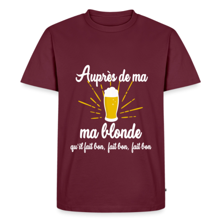 T-shirt premium homme - Auprès de ma blonde - bourgogne - front