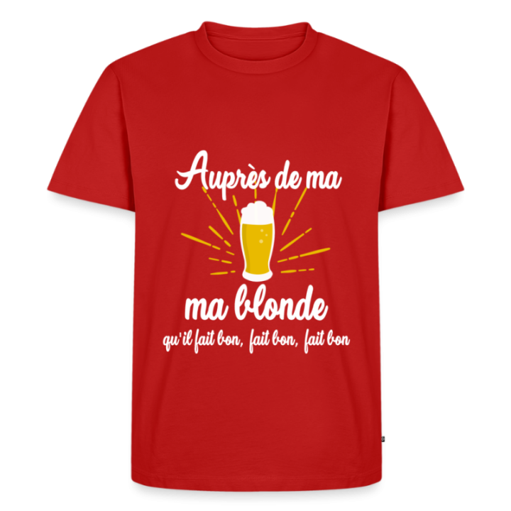T-shirt premium homme - Auprès de ma blonde - rouge - front