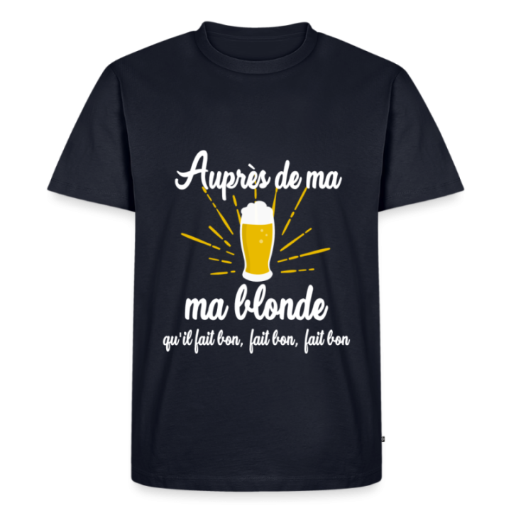 T-shirt premium homme - Auprès de ma blonde - bleu marine - front