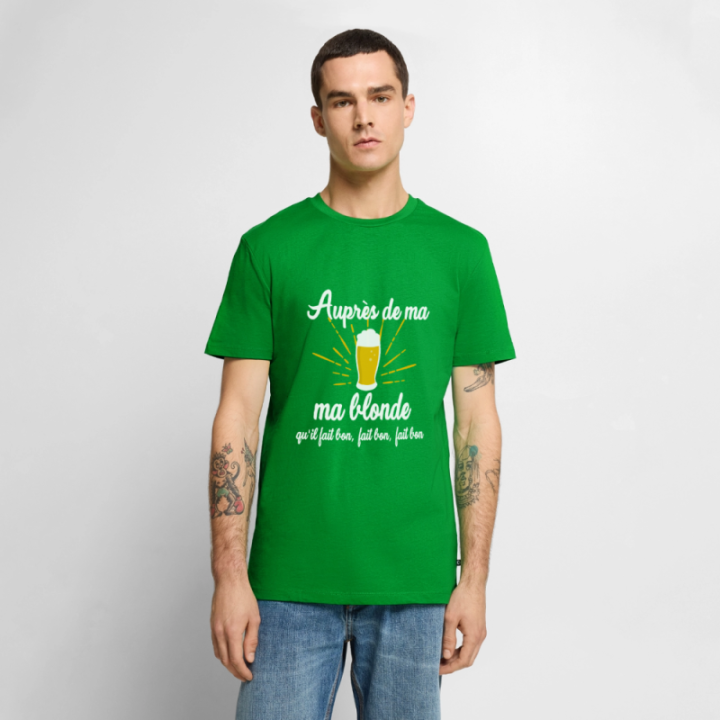 T-shirt premium homme - Auprès de ma blonde - vert - front